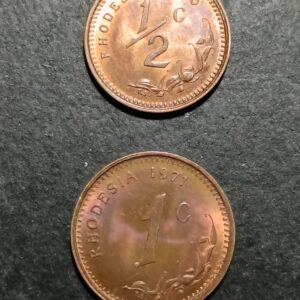 Lot 13. Rhodesia 1/2 cent and 1 cent combo