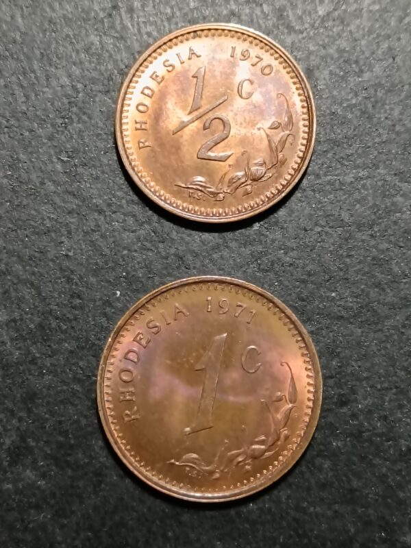 Lot 13. Rhodesia 1/2 cent and 1 cent combo