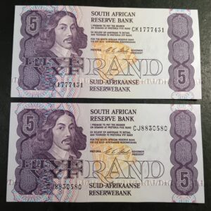 Lot 19 - Stals R5 notes x 2