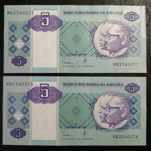 Lot 57 - Angola 2 x 5 Kwanzas