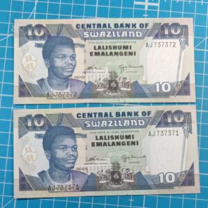 Swaziland 10 Emalangeni notes x 2